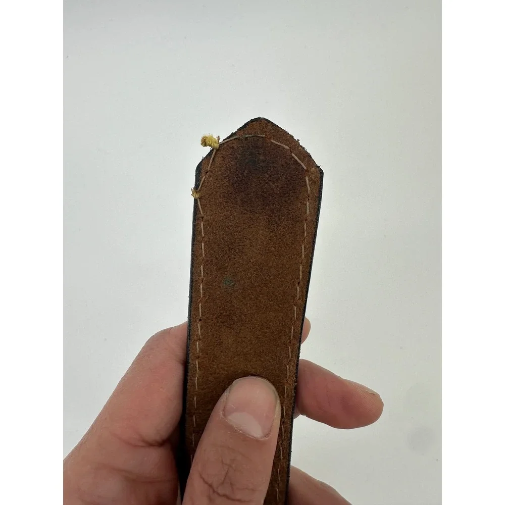Brown Oil Tanned‎ Steerhide Leather Belt Brass Horseshoe Buckle 1 Inch Wide